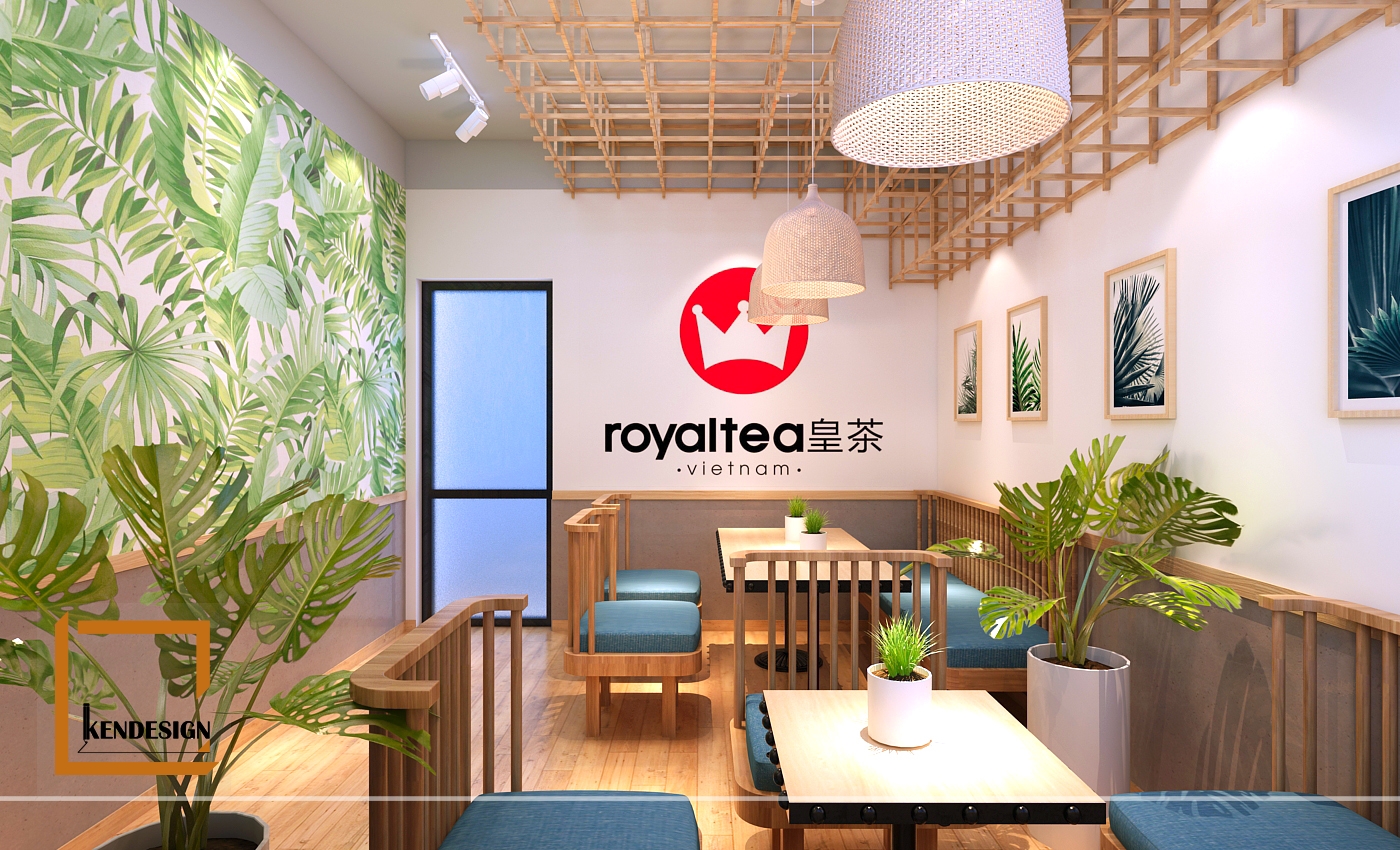 thiết kế quán trà sữa royal tea 66 thụy khuê tầng 3